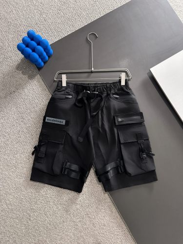 Balenciaga Men's Summer Multi Pocket Parachute Pants Loose Sports Shorts