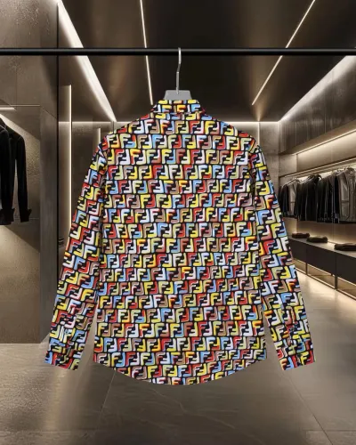 Fendi Classic Full Color Double FF Logo Casual Long Sleeve Shirt