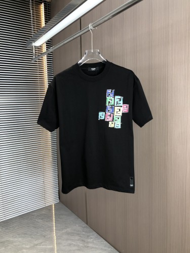Fendi Fashion Color FF Printed T-shirt Unisex Casual Cotton Short Sleeve