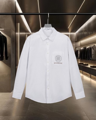 Givenchy Fashion Embroidery Logo Taro Wanxiang Leisure Long Sleeved Shirt