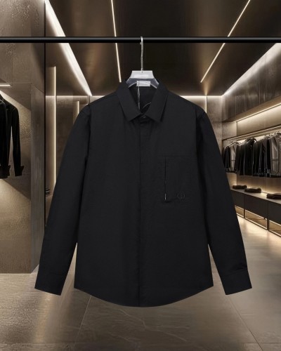 Dior Classic Chest Zipper Pocket Logo Embroidered Casual Long Sleeve Shirt