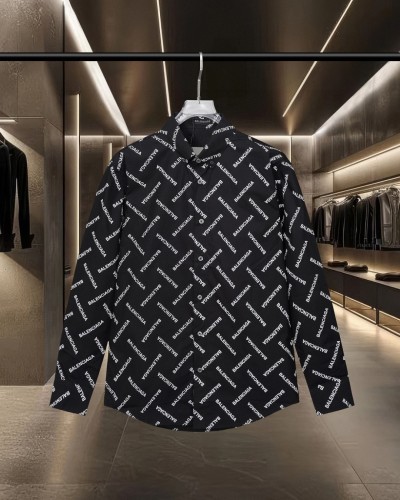 Balenciaga Classic Full Logo Printed Casual Long Sleeve Shirt