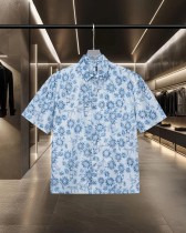 Dior Classic Sun Flower Logo Printed Casual Short Sleeve Shirt