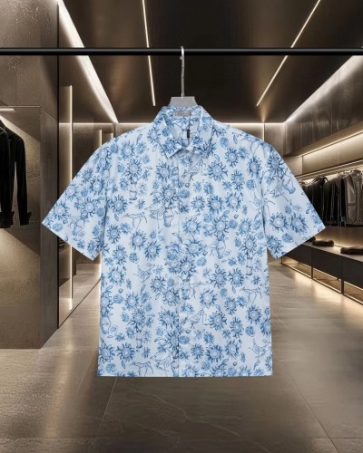 Dior Classic Sun Flower Logo Printed Casual Short Sleeve Shirt