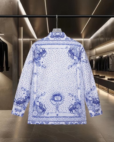 Dior Classic Animal Flower Logo Printed Casual Long Sleeve Shirt