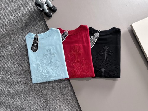 Chrome Hearts New Classic Patchwork Embroidered Logo T-shirt Couple Casual Versatile Short Sleeve