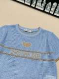 Dior Spring/Summer New Gold Thread Logo Hollow Knitted Round Neck Short Sleeve