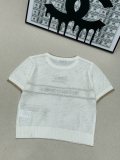 Dior Spring/Summer New Gold Thread Logo Hollow Knitted Round Neck Short Sleeve