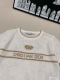 Dior Spring/Summer New Gold Thread Logo Hollow Knitted Round Neck Short Sleeve
