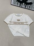 Dior Spring/Summer New Gold Thread Logo Hollow Knitted Round Neck Short Sleeve