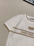 Dior Spring/Summer New Gold Thread Logo Hollow Knitted Round Neck Short Sleeve