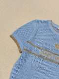 Dior Spring/Summer New Gold Thread Logo Hollow Knitted Round Neck Short Sleeve