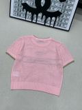 Dior Spring/Summer New Gold Thread Logo Hollow Knitted Round Neck Short Sleeve