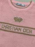 Dior Spring/Summer New Gold Thread Logo Hollow Knitted Round Neck Short Sleeve
