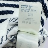 Louis Vuitton New Classic Contrast Stripe One Shoulder Round Neck Knitted Short Sleeve