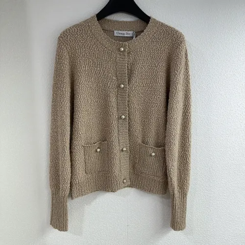 Dior New Classic Versatile Pocket Round Neck Long Sleeve Knitted Cardigan