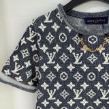 Louis Vuitton New Classic Color Contrast Logo Jacquard Knitted Round Neck Short Sleeve