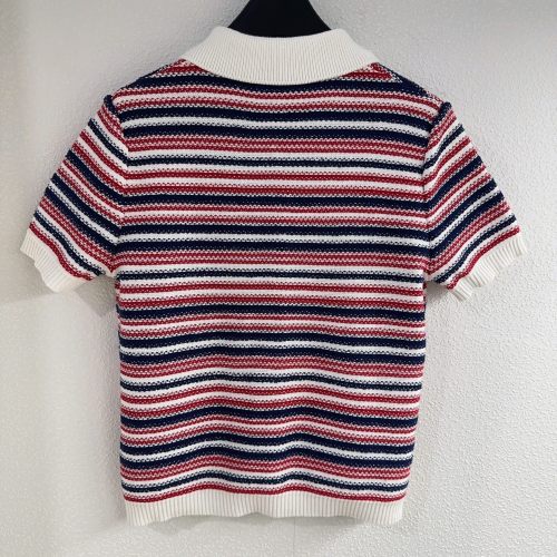 Gucci New Fashion Contrast Stripe Double Pocket Short Sleeve Knitted Cardigan