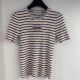 Chanel New Classic Embroidered Logo Contrast Stripe Knitted Short Sleeve
