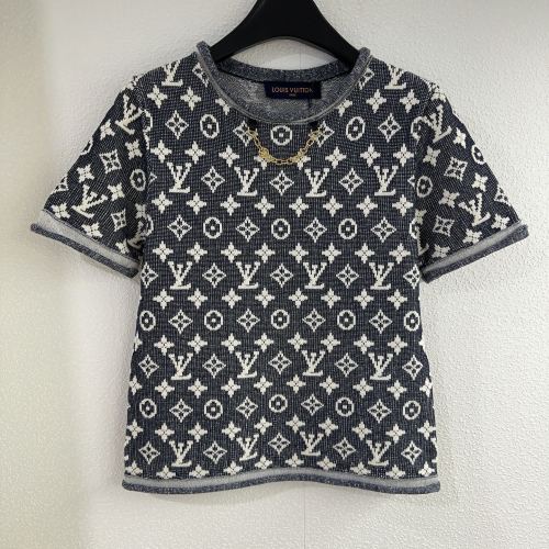 Louis Vuitton New Classic Color Contrast Logo Jacquard Knitted Round Neck Short Sleeve