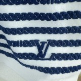 Louis Vuitton New Classic Contrast Stripe One Shoulder Round Neck Knitted Short Sleeve