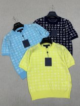 Louis Vuitton New Classic Logo Jacquard Round Neck Knitted Short Sleeve