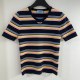 Prada New Fashion Contrast Stripe Embroidered Logo Round Neck Knitted Short Sleeve