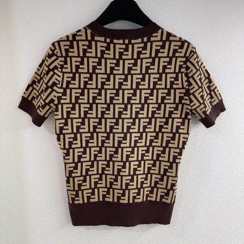 Fendi New Classic FF Jacquard Round Neck Knitted Short Sleeve