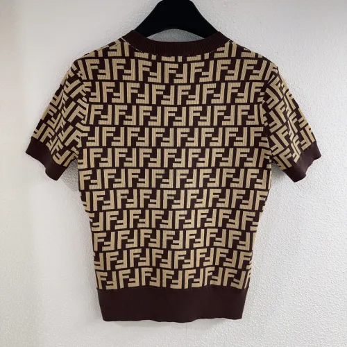 Fendi New Classic FF Jacquard Round Neck Knitted Short Sleeve