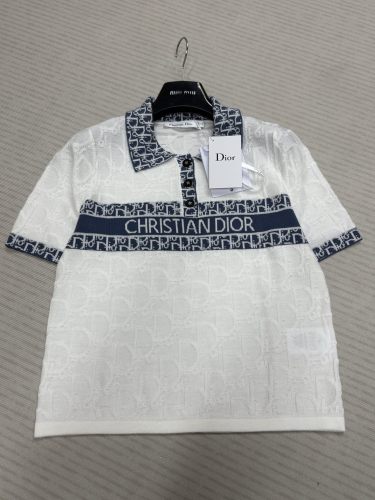 Dior New Classic Logo Jacquard Collar Knitted Short Sleeve