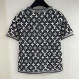 Louis Vuitton New Classic Color Contrast Logo Jacquard Knitted Round Neck Short Sleeve