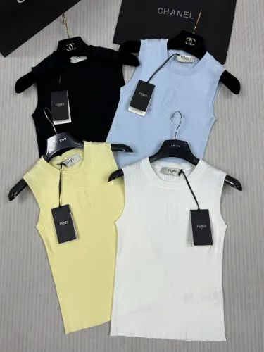 Fendi New Classic Double F Logo Hollow Knitted Tank Top
