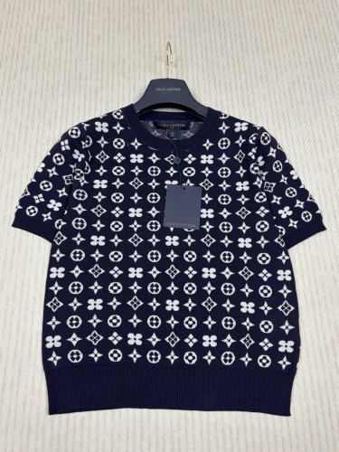 Louis Vuitton New Classic Logo Jacquard Round Neck Knitted Short Sleeve