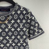 Louis Vuitton New Classic Color Contrast Logo Jacquard Knitted Round Neck Short Sleeve