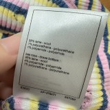 Chanel New Classic Embroidered Logo Contrast Stripe Knitted Short Sleeve