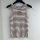 Chanel New Classic Embroidered Logo Contrast Striped Knitted Tank Top