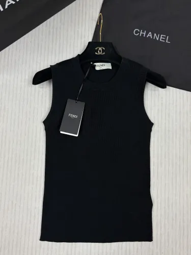 Fendi New Classic Double F Logo Hollow Knitted Tank Top