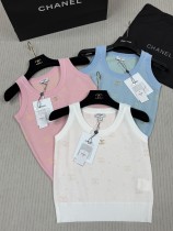 Chanel New Fashion Double C Logo Jacquard Knitted Tank Top