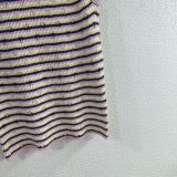 Chanel New Classic Embroidered Logo Contrast Striped Knitted Tank Top