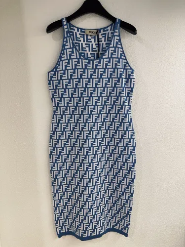 Fendi New Classic FF Jacquard Knitted Tank Top Dress