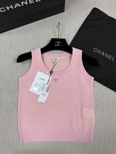 Chanel New Fashion Double C Logo Jacquard Knitted Tank Top
