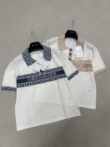 Dior New Classic Logo Jacquard Collar Knitted Short Sleeve