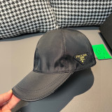 Prada New Classic Inverted Triangle Metal Logo Baseball Hat Unisex Versatile Duck Tongue Hat