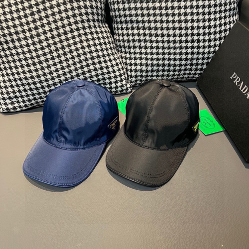 Prada New Classic Inverted Triangle Metal Logo Baseball Hat Unisex Versatile Duck Tongue Hat