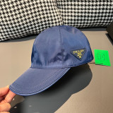 Prada New Classic Inverted Triangle Metal Logo Baseball Hat Unisex Versatile Duck Tongue Hat