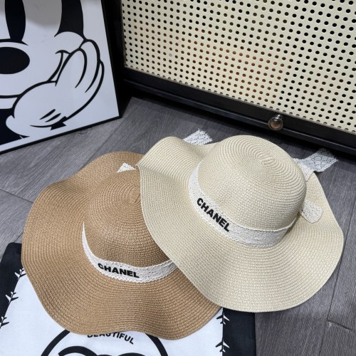 Chanel New Classic Large Brimmed Sunshade Straw Hat