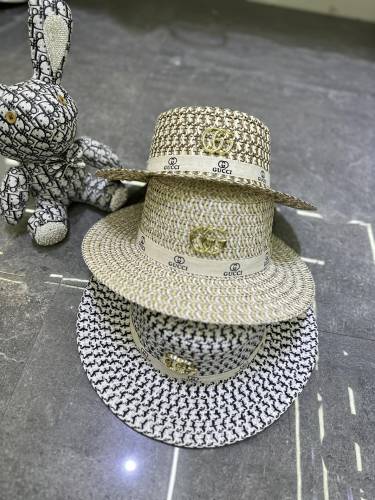 Gucci New Fashion Straw Flat Top Hat