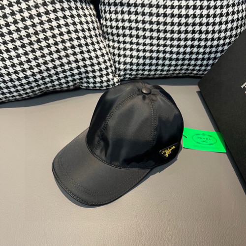 Prada New Classic Inverted Triangle Metal Logo Baseball Hat Unisex Versatile Duck Tongue Hat