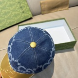 Gucci Fashion GG Spliced Leather Baseball Hat Unisex Versatile Duck Tongue Hat