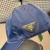 Prada New Classic Inverted Triangle Metal Logo Baseball Hat Unisex Versatile Duck Tongue Hat